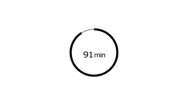 91 minutes timer clock icon 4k animation background. and creating a stunning 4k video.