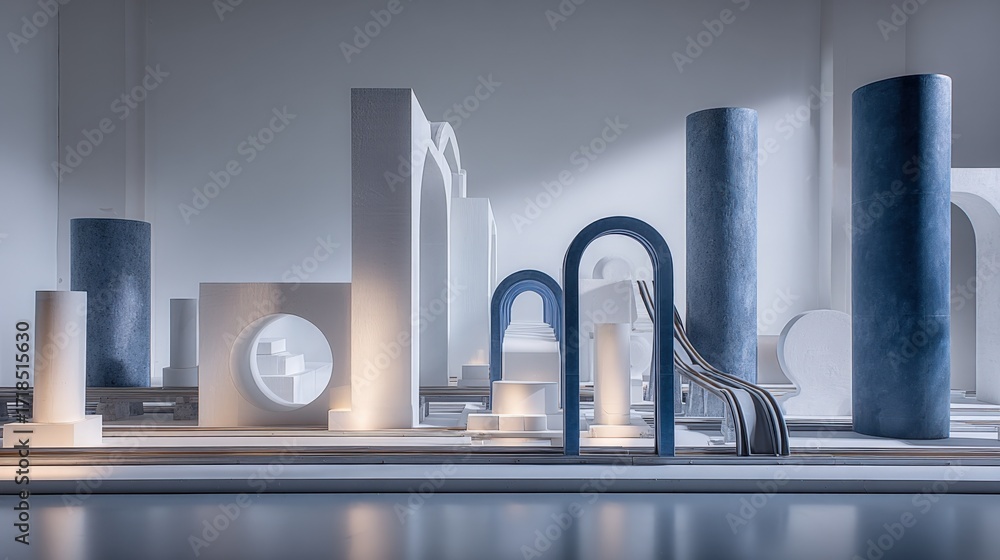 Aufkleber abstract architectural composition with geometric shapes and soft lighting for modern design concept