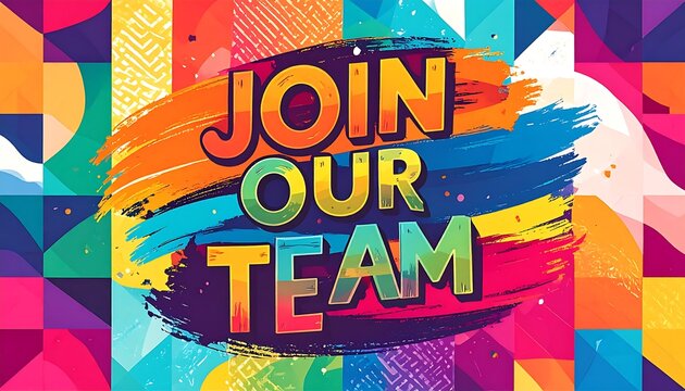 Vibrant recruitment poster with bold text