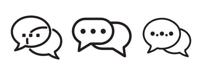 Connect and Share Chat Icons, Communication Speech Bubbles, Messaging Symbol Set