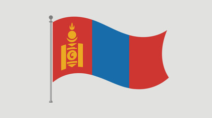 Naklejka premium Mongolian flag waving on the wind with national emblem and bright colors for design