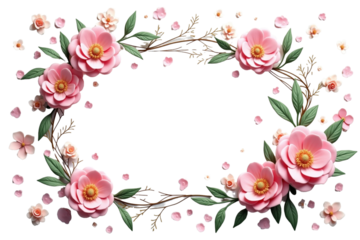 frame with pink roses
