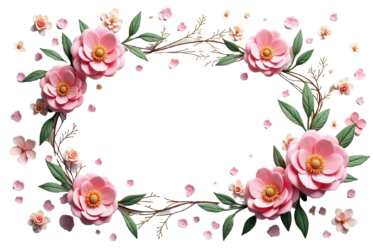 frame with pink roses