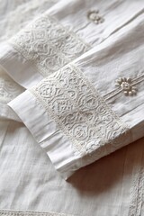 Closeup Of Elegant White Embroidered Cuffs