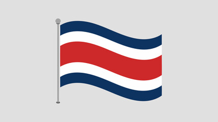 Obraz premium Costa Rican Flag Waving On The Wind Against A Light Background Symbolism