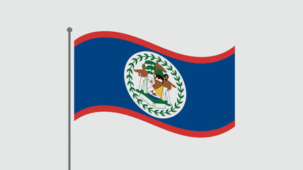 Obraz premium Belize Flag Waving in the Wind Over Light Gray Background National Symbol