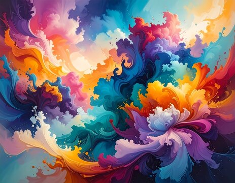 Abstract colorful swirling clouds