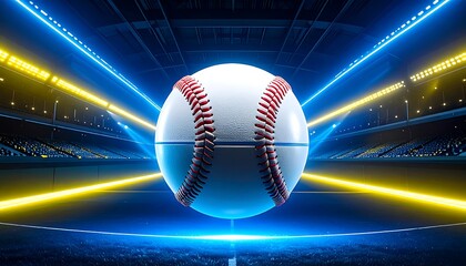 Baseball in stadium spotlight