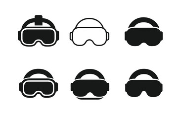 Virtual Reality Logos. Virtual Reality. Set Logo of Virtual Reality: Immersive goggles. harmonious logo variations of the same emblematic concept, each with