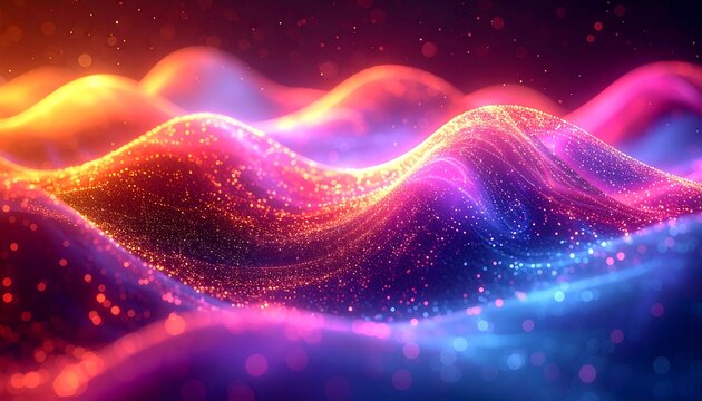 Abstract colorful wavy particles