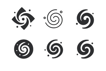 Space Exploration Logos. Space Exploration. Set Logo of Space Exploration: Galaxy swirl. harmonious logo variations of the same emblematic concept, each with