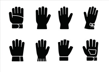 Obraz premium Icon Set_ Various Gloves. Solid, filled icon set of gloves by use: sports gloves, safety gloves, medical gloves, fashion gloves, work gloves, thermal gloves,