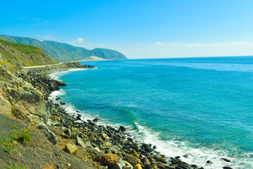 Stunning Malibu Pacific Coastline with Azure Blue Ocean 