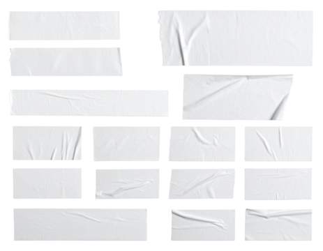 Blank, crumpled white rectangular posters