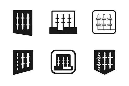 Concrete Wall Logos. Concrete walls. Set Logo of Concrete walls: reinforced wall with rebar. harmonious logo variations of the same emblematic concept, each