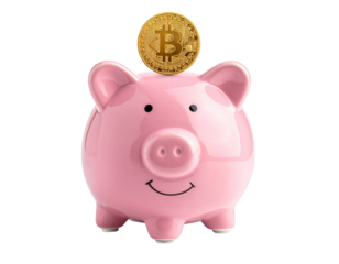Pink Piggy Bank with Gold Coin Isolated on Transparent Background