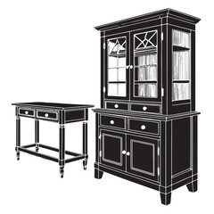 Black multipurpose furniture Silhouette Vector, High Quality Illustration on White Background