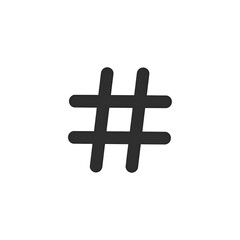 Obraz premium Dark gray hashtag symbol, slightly pixelated, with a halo of faint colored pixels