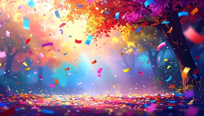 Colorful fall celebration scene