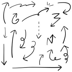 手書きのシンプルな矢印のセット