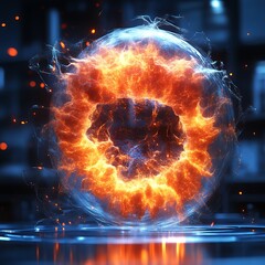 Fiery orb with swirling flames