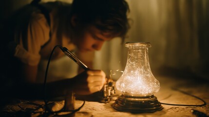 Person working on electronics project