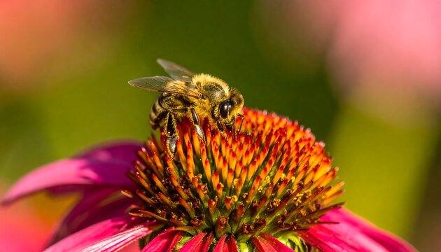 Honeybee on a pink flower (1)