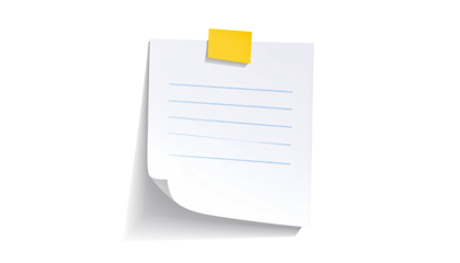 A simple, lined notepad with a yellow sticky note