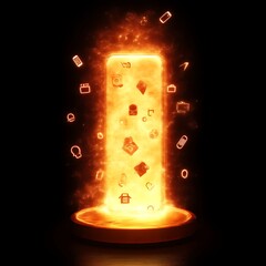 Fiery smartphone with app icons