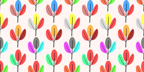 Seamless floral pattern with colorful flowers and leaves for wallpaper and fabric design
