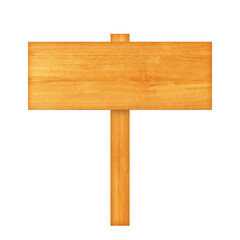 Wooden sign isolated on white background.