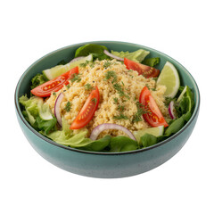 Fresh salad with tomatoes and lime isolated on transparent background