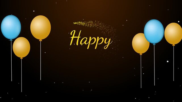 Happy birthday animation with ballons and particles suitable for Celebration, Greeting Card, festival, Events