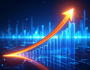 Fototapeta premium Abstract financial graph with rising arrow