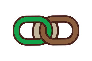 Interlocking chain links symbolizing connection strength and unity diverse colors