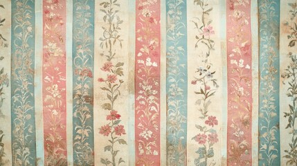 Vintage floral striped pattern with pastel pink and blue tones for elegant design