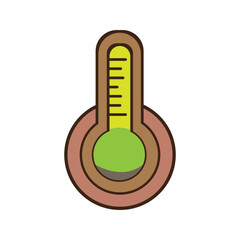 Simple stylized thermometer icon showing a cool temperature with a green liquid