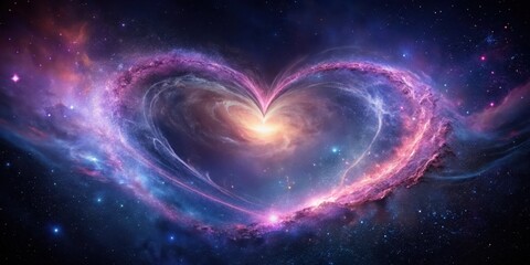Cosmic Heart Nebula A swirling celestial dance of stardust and cosmic energy forming a heart shape in the vast expanse of space.