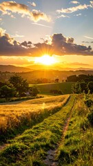 Scenic sunset over a rural landscape