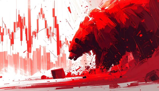 Aggressive red bear in urban setting
