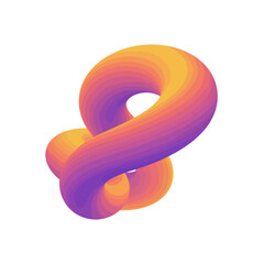 Abstract 3D rendered illustration featuring a colorful, twisted, gradient-filled shape against a white background.
