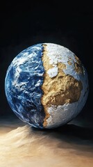 Fototapeta premium A globe with a blue and white section