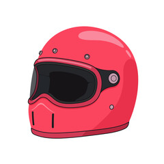 Fototapeta premium A vibrant, isolated illustration showcasing a glossy, red motorcycle helmet with a dark visor.