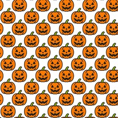 Cute Pumkin in White Seamless Pattern Background