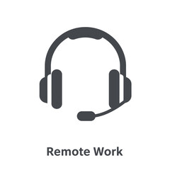 A minimalist icon representing a headset with a microphone, symbolizing remote work and communication.