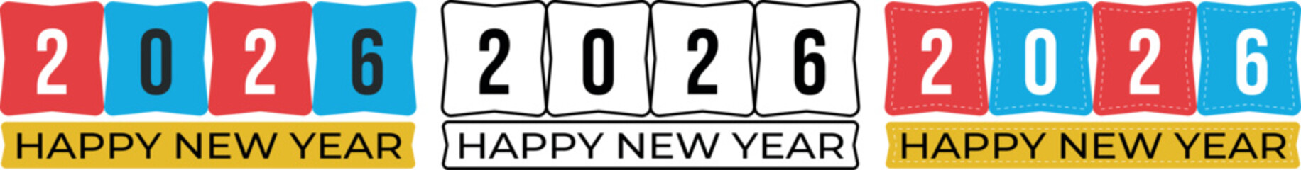 Vibrant graphic illustration of the year 2026, celebrating a joyous and prosperous New Year with festive colors and a modern design, perfect for holiday greetings and seasonal well wishes