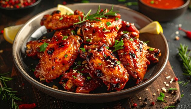 Generated image of marinated chicken wings bone in drums flats wings 
