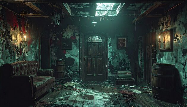 Generated image scary basement lair creepy horror