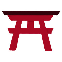 鳥居のシンプルな手描きカラーイラスト