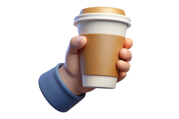 Cartoon hand holding a coffee cup